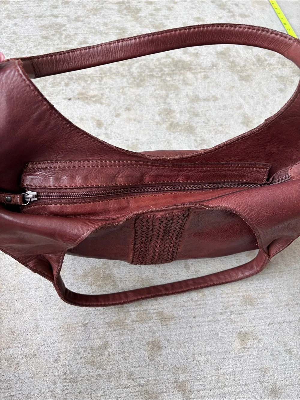 Zoa Braided-Trim Leather Hobo Bag in Deep Rust